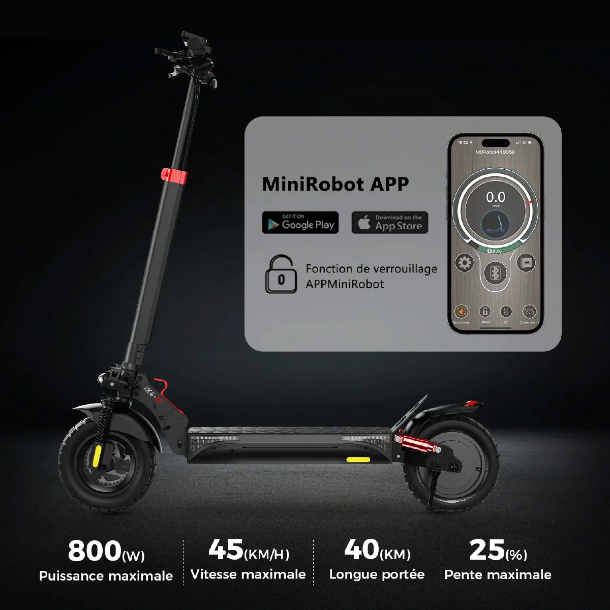 iScooter iX3 Trottinette électrique Tout Terrain avec APP Contrôle