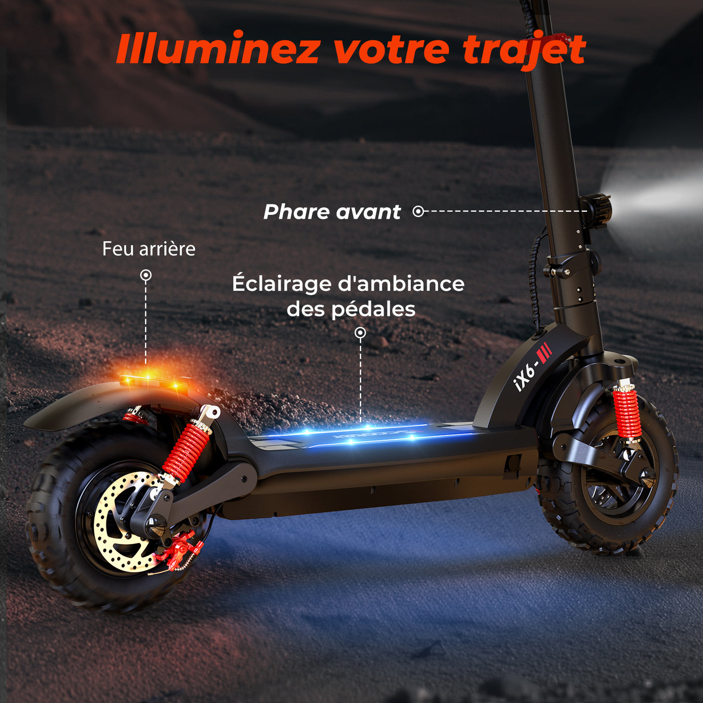 iScooter Trottinette électrique Tout Terrain iX6 1000W avec carte NFC